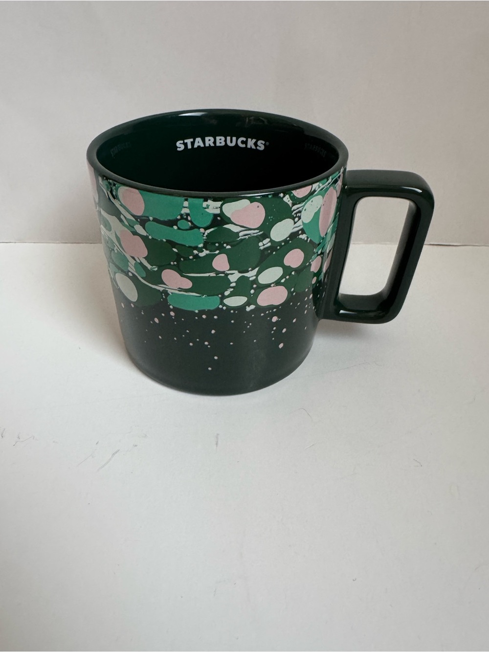 Starbucks Mug Green Marble Ceramic Tea Cup 12 oz New